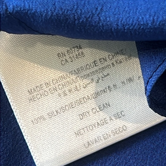 BCBGMAXAZRIA Claudia Blue 100% Silk Cascading Ruffle High Neck Halter Top Small - Picture 9 of 13